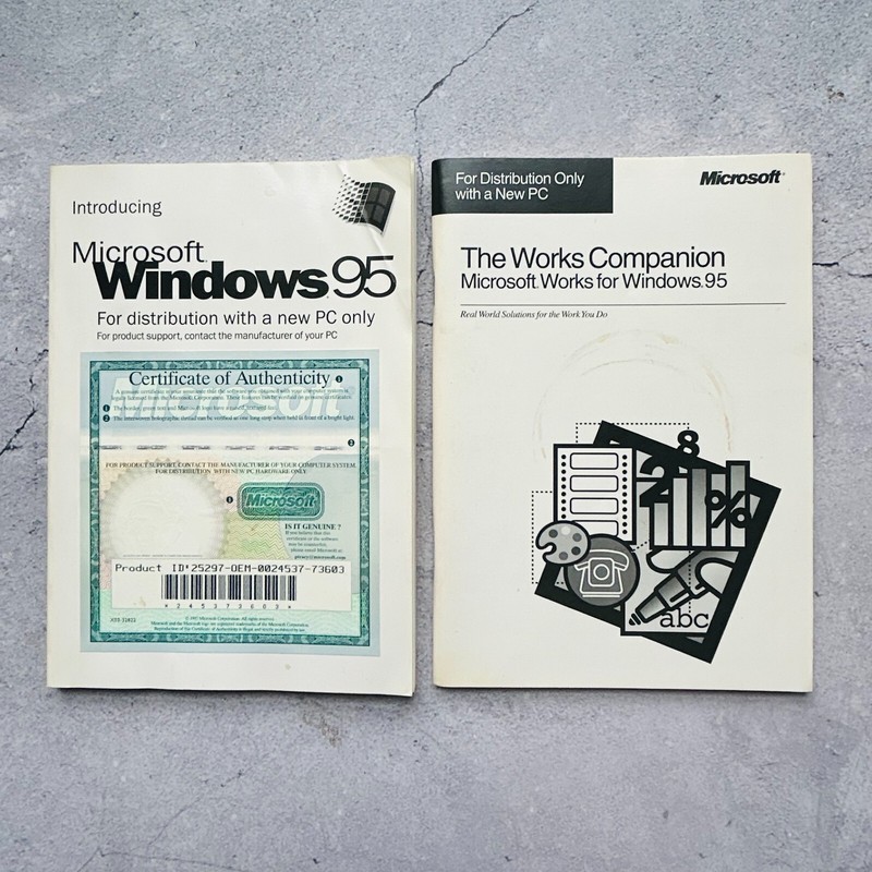 Microsoft Windows 95 Instruction Manual + The Works Companion Paperback Book Lot