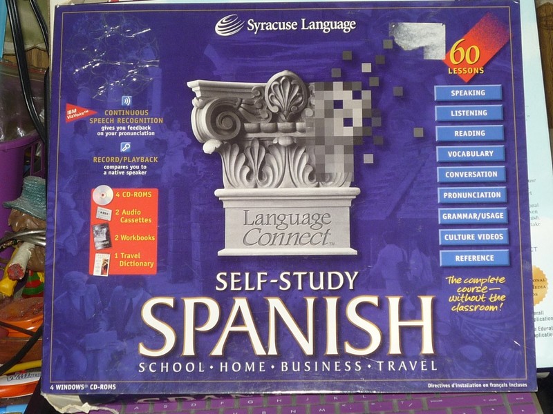Syracuse Language Self Study Spanish PC 4 CD set +2 tapes inbox w/ books &Dictio