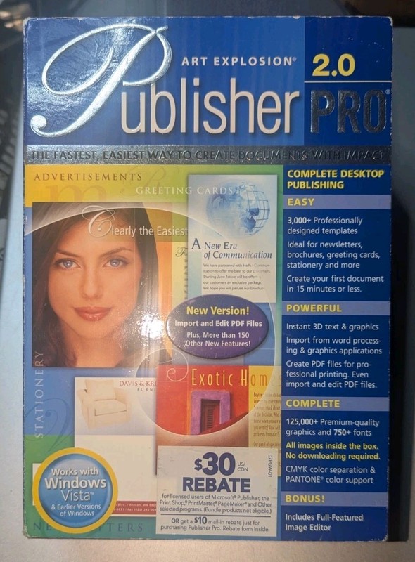 Art Explosion Publisher PRO 2.0 Video Photo Design 8 CD ROM Discs For Windows PC