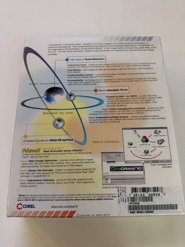 Sealed CorelDRAW 10 ACADEMIC GRAPHICS SUITE True Creative Power Photo Paint Rave gallery