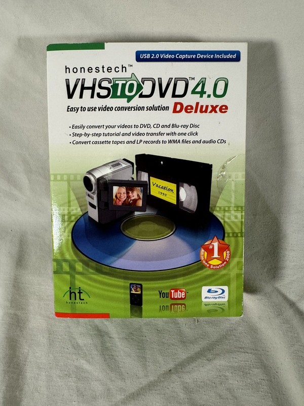 Honestech VHS to DVD 4.0 Deluxe LP & cassette to CD & WMA file converter NOB See