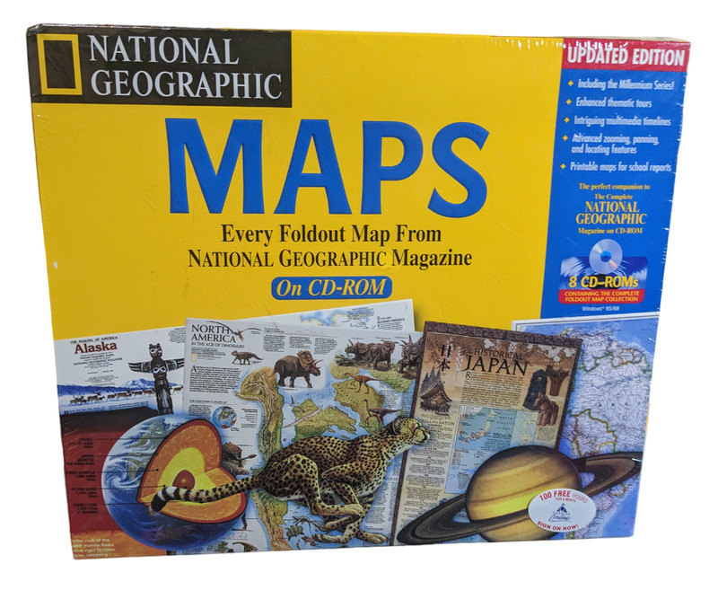 NATIONAL GEOGRAPHIC INTERACTIVE MAPS On 8 CD-ROMs Updated Ed. SEALED Free SHIP