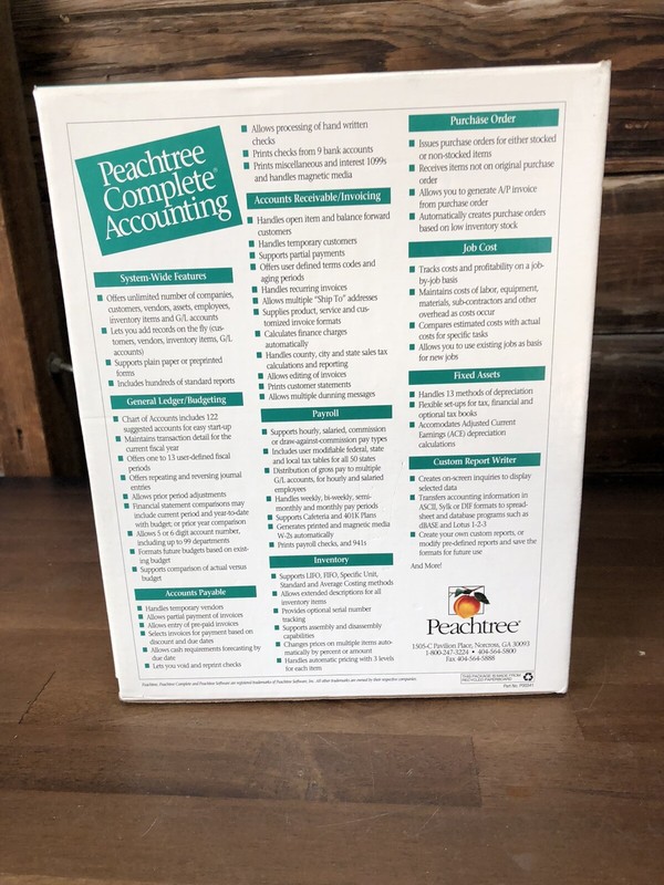VINTAGE PEACHTREE SMALL BUSINESS ACCOUNTING SYSTEM Software 6.0 gallery