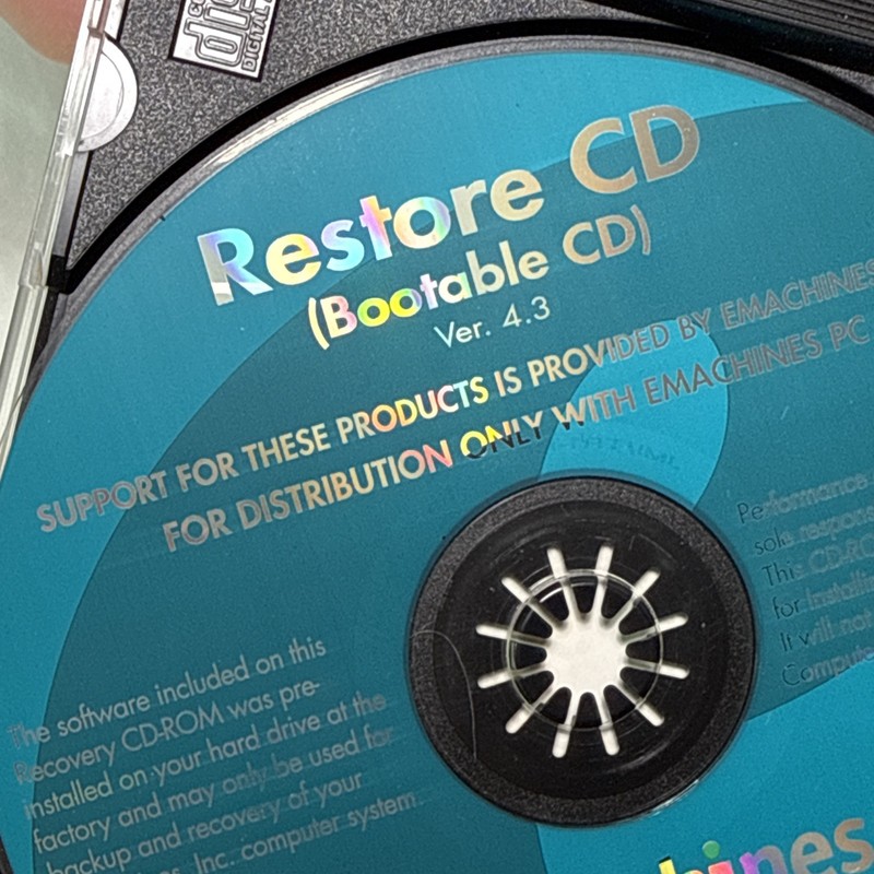 eMACHINES ETOWER 500IS RESTORE CD VER. 3.6 BOOTABLE CD gallery