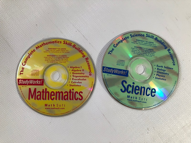 Study Works CD-ROM Disc Set Mathematics Science Algebra Calculus Chemistry Earth