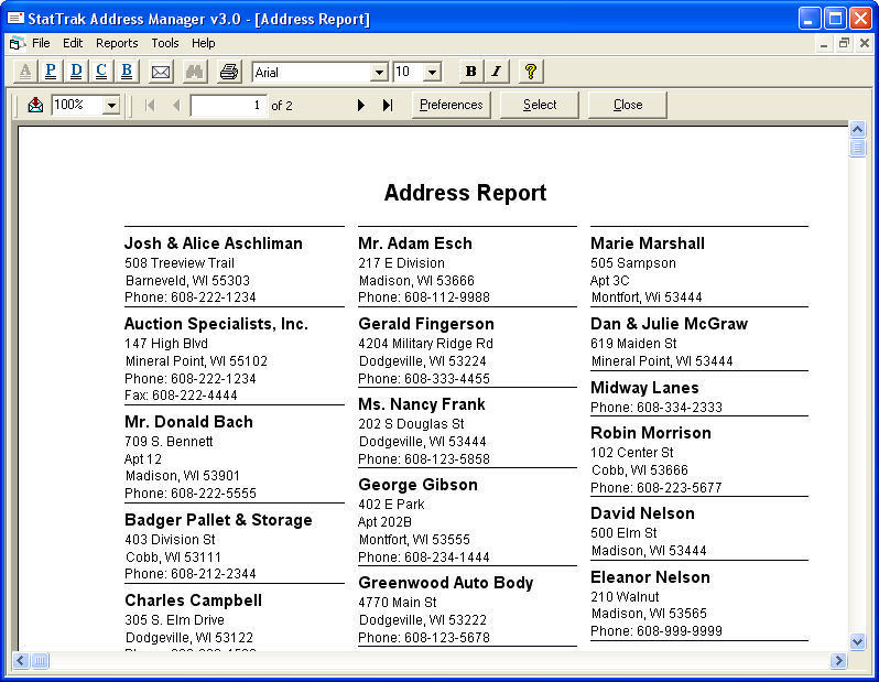 StatTrak Address Manager, address book software gallery