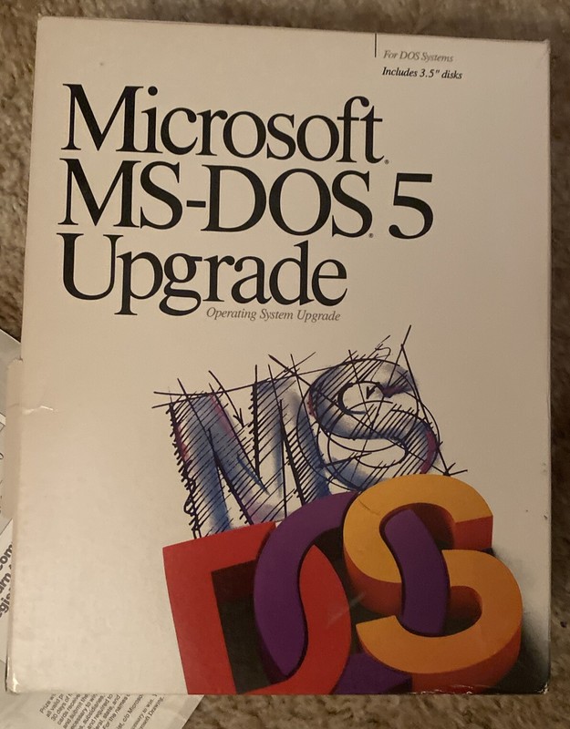 1991 Microsoft MS-DOS 5 Upgrade 3.5″ Disks in Box with Manuals