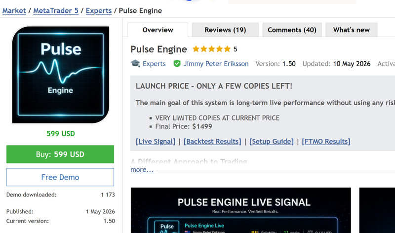 v1.8 Pulse Engine EA Metatrader MT5 MQL5 Gold Bot Trading Forex BTC gallery