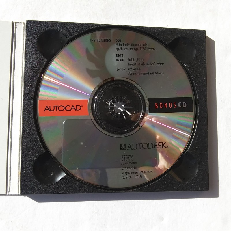 AutoCAD Bonus CD Autodesk Vintage DOS UNIX Demo CD-ROM w/ Case gallery