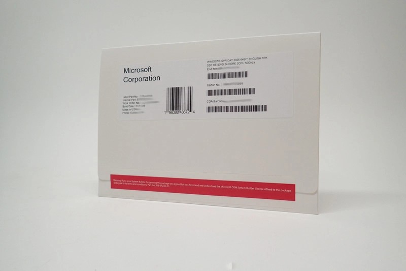 Windows Server 2025 Standard-New Sealed DVD and Product Key – 16 Core 50 Cal