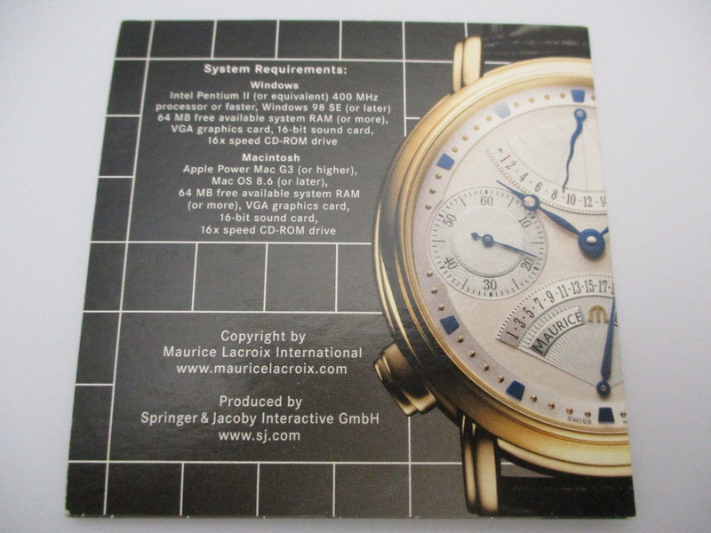 Rare Authentic Maurice Lacroix Masterpiece Collection Mini CD-ROM Disc or Disk gallery