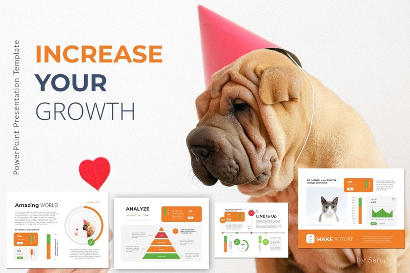 Increase your Growth PowerPoint Presentation Template, 4:3 standard ratio