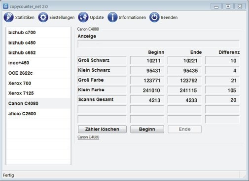 Copycounter_net Basic: Software für Copyshops zum Kopien anzeigen