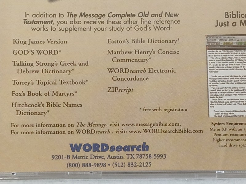 Wordsearch THE MESSAGE Bible Software CD-ROM Complete Old & New Testament Sealed gallery