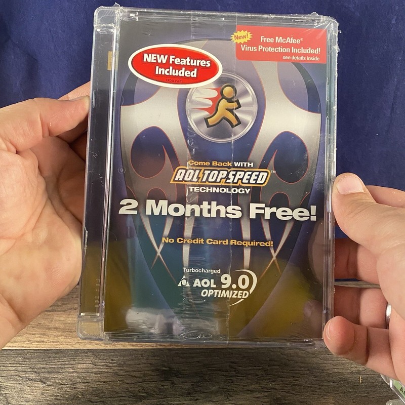 AOL 9.0 Optimized 2 Months Free McAfee Included CD ROM Discs New Sealed