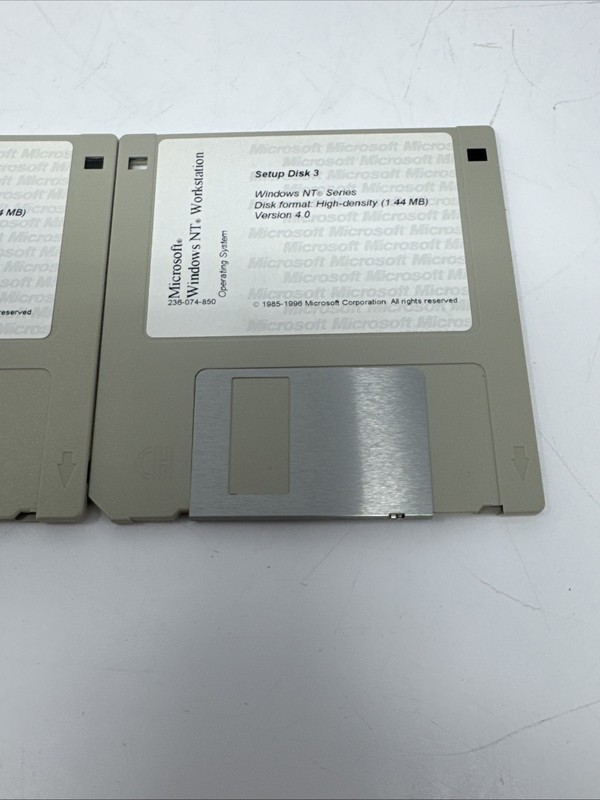 Vintage Microsoft Windows NT Workstation Version 4.0 3.5" Floppy Disks X 3 gallery