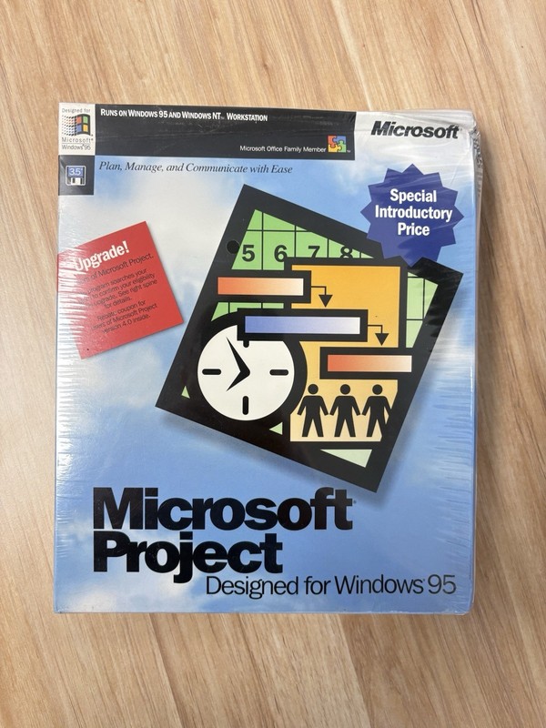 Sealed Microsoft Project For Windows 95 – NOS Collectible Vintage Software New