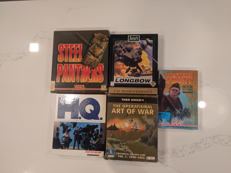 PC Military Big Box Lot 5 games SSI Western Front Longbow HQ IBM 5.25″ CD PC