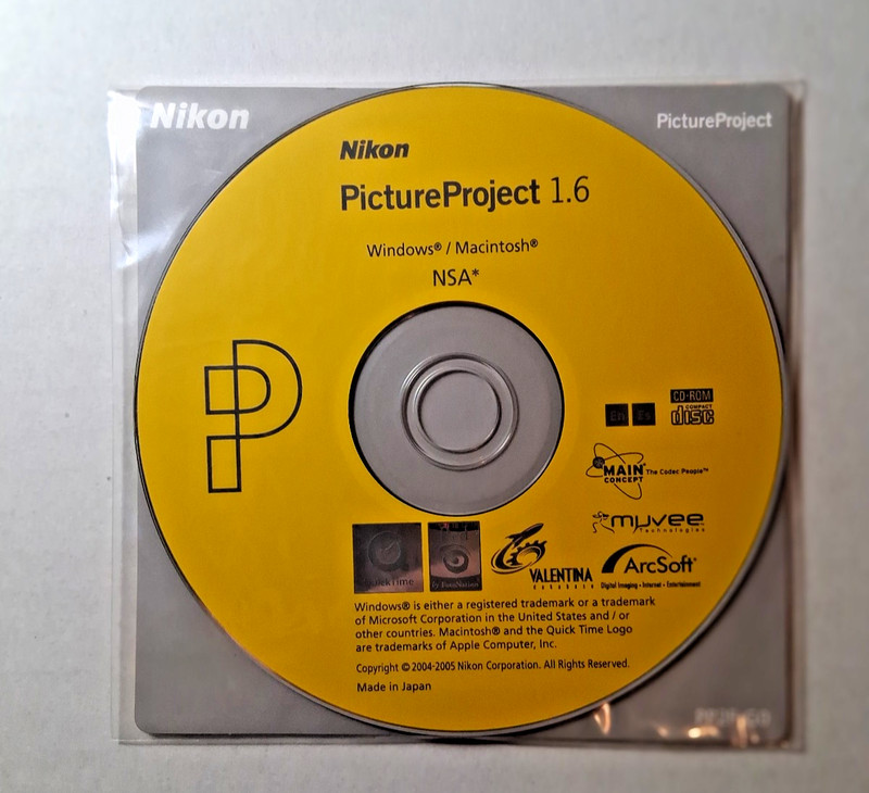 Used/Untested – Nikon PictureProject 1.6 CDROMs for Win & Mac *2-Discs ONLY*