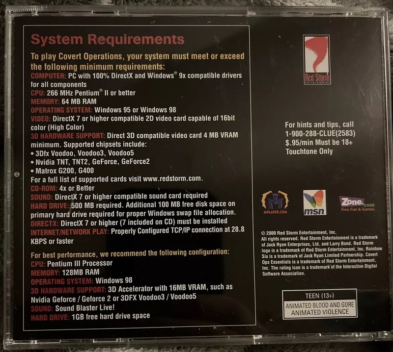 Tom Clancy's Rainbow Six: Covert Ops Essentials (2000) PC GAME. SEE DESCRIPTION gallery