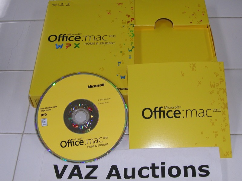 MS Microsoft Office MAC 2011 Home and Student Family Pack For 3PCs =Full Retail=