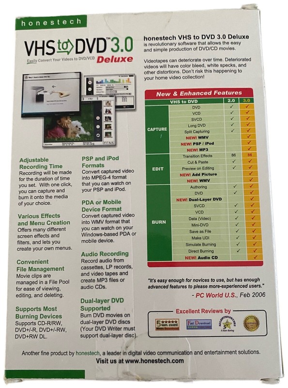 Honestech VHS To DVD 3.0 Deluxe Convert Videos To DVD USB Video Capture Device gallery