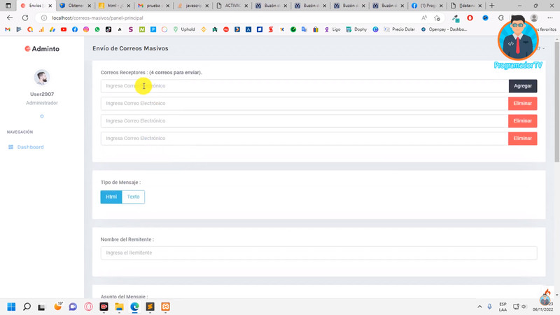 Sistema Web para envíos de correo masivo | PHP, JAVASCRIPT, JQUERY, BOOSTRAP gallery