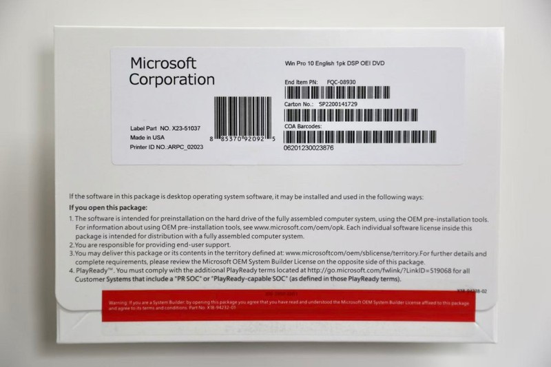 Windows 10 Pro 64-BitDVD+Gengine Pproduct Key. Factory Ssaled.Freeshipping..