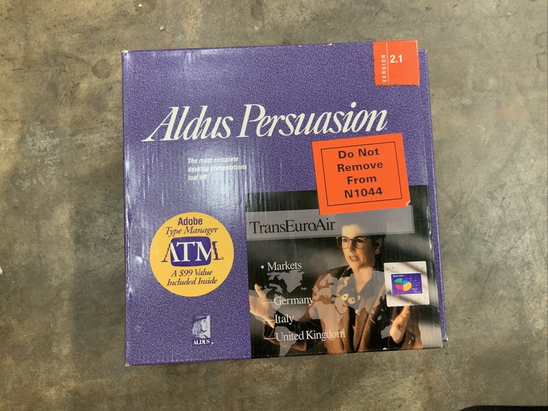 Aldus Persuasion 2.1 + Adobe Type Manager- 1991 – Portions Still Sealed RARE