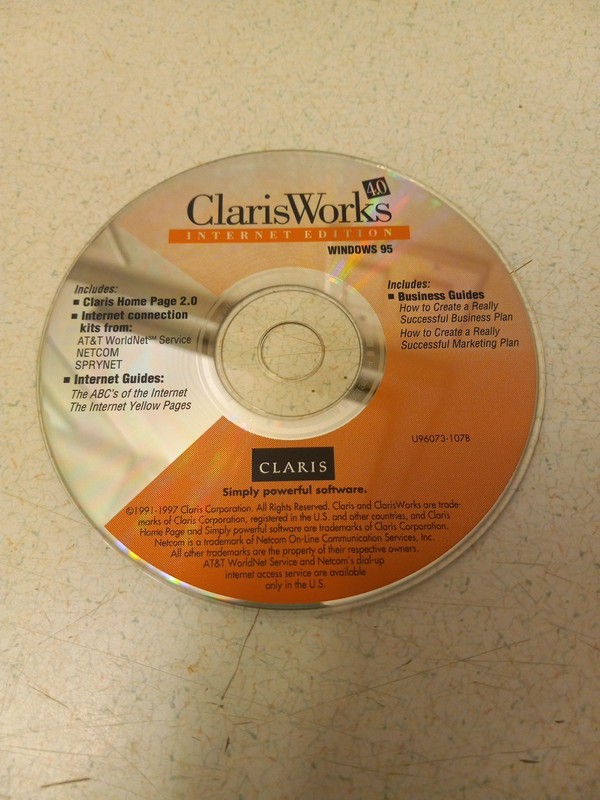 ClarisWorks for Windows 95 4.0 Internet Edition CD-Rom – Disc Only
