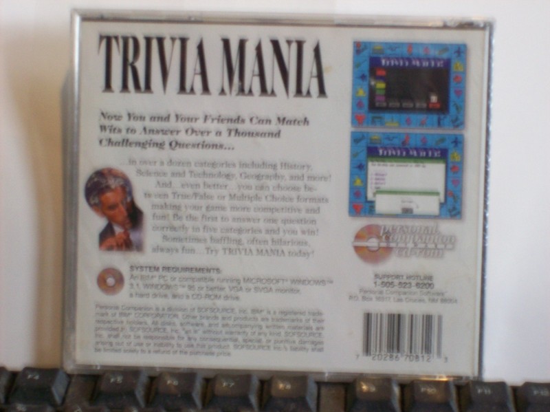 TRIVIA MANIA - CD ROM - Windows 3.1/95 Personal Companion Software Game - NEW gallery