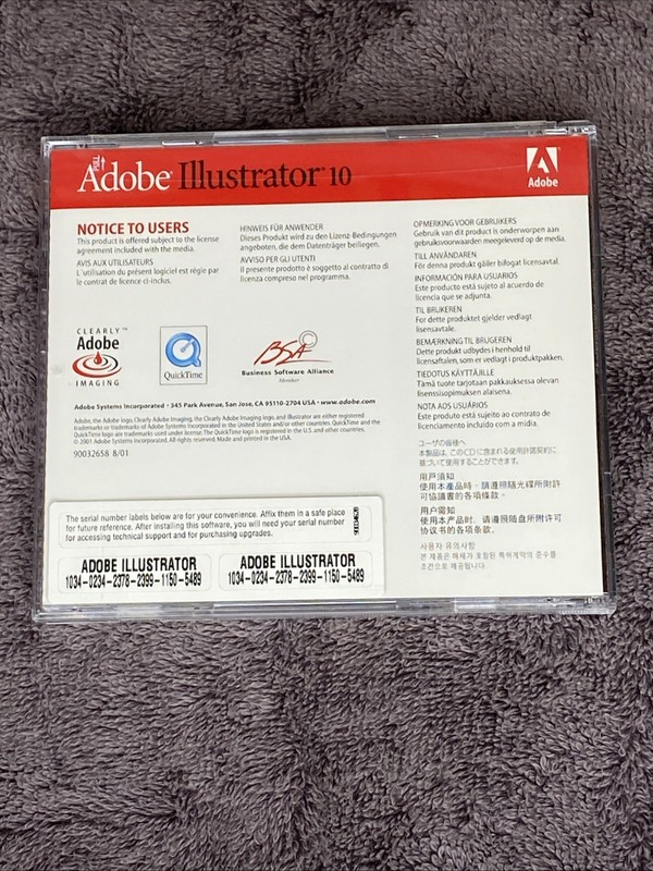 Adobe Illustrator 10 Macintosh CD with Serial Number Mac OS X and Mac OS 9 gallery