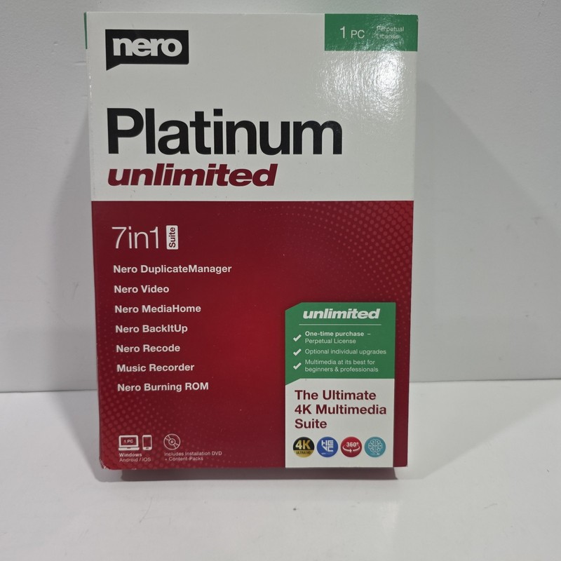 Nero Platinum Unlimited Video Editing 7 IN 1 SUITE 4K Video Multimedia NewSealed