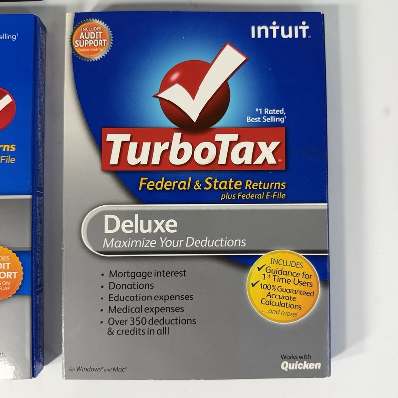 Intuit Turbo Tax Deluxe Business Federal Sate 2011, 2012, 2013, 2015, 2018 Lot 6 gallery