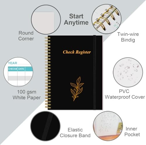 Check Register - A5 Checkbook Register for Personal Checkbook, Expense Black gallery