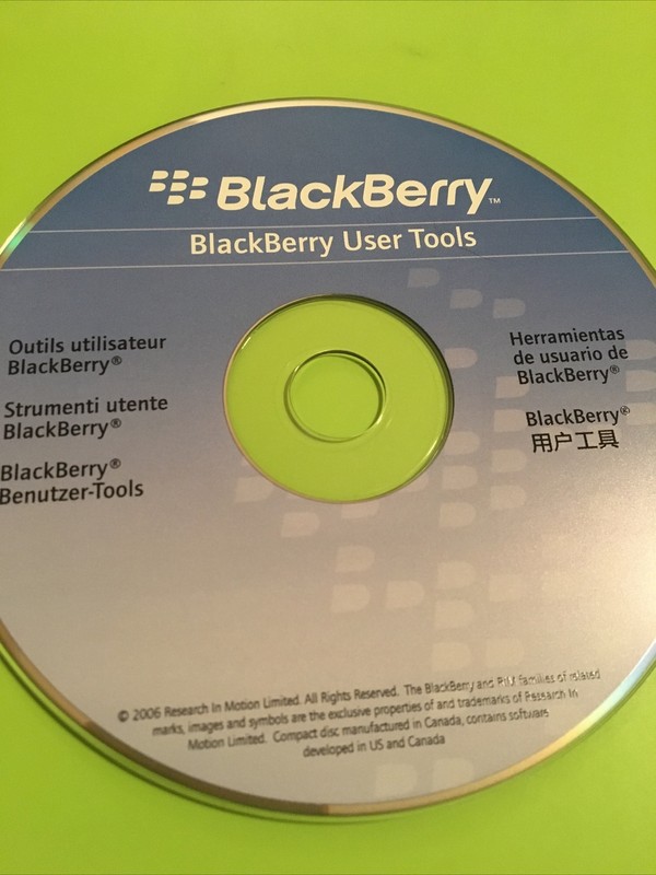 BlackBerry user tools installation disk, 2006 software CD, by Research In Motion