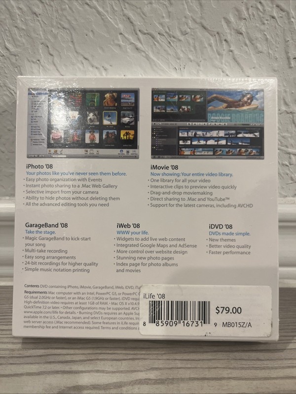 Apple iLife '08 2008 Retail Box Full Version for Mac MB015Z/A NOS NEW SEALED! gallery