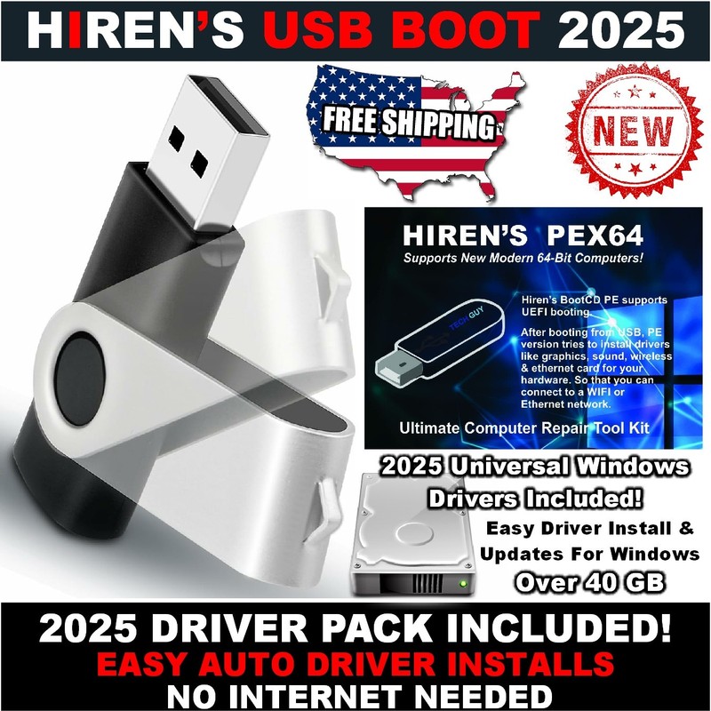 Hiren’s Boot - 2025 DRIVERS Auto-Matic Driver Installer USB