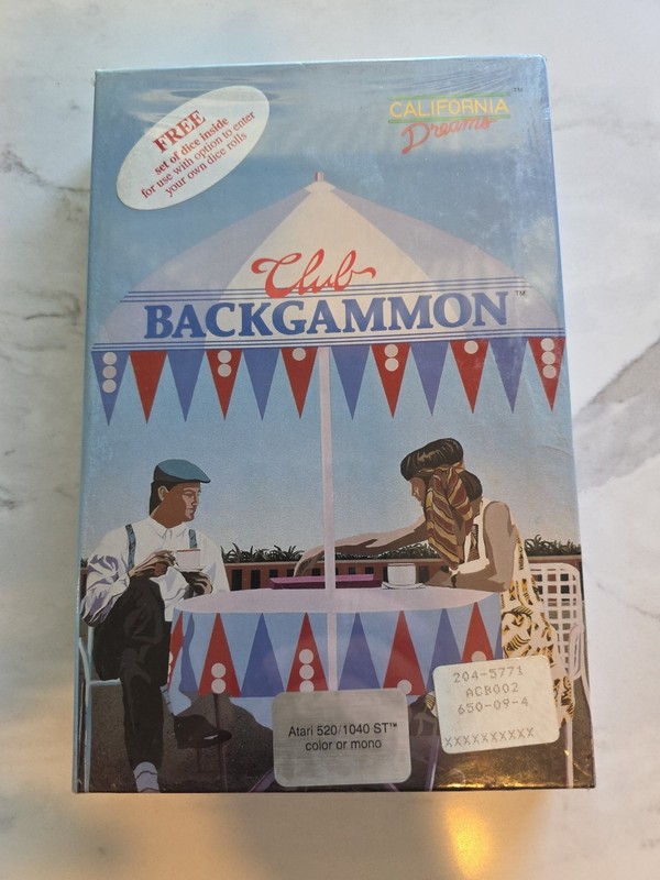 Club Backgammon Atari 1040/520 ST NEW Factory Sealed Disk By California Dreams