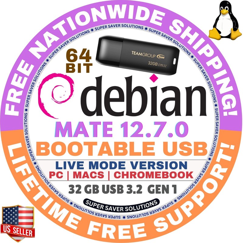 DEBIAN LINUX OS 12.7 BOOT LIVE/INSTALL DVD/USB, CINNAMON, XFCE, MATE, GNOME, KDE gallery