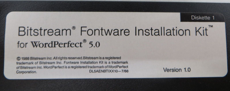 Bitstream Fontware Installation Kit for WordPerfect 5.0 5.25" Floppy Disks 1988 gallery
