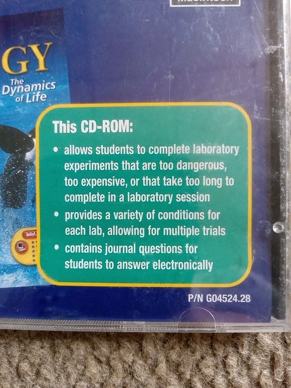 GLENCOE SCIENCE VIRTUAL LABS BIOLOGY THE DYNAMICS OF LIFE MULTIMEDIA PC CD-ROM gallery
