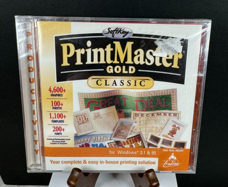 Vintage SoftKey Print Master Gold Classic Windows 3.1 & 95 CD (1998) -New Sealed