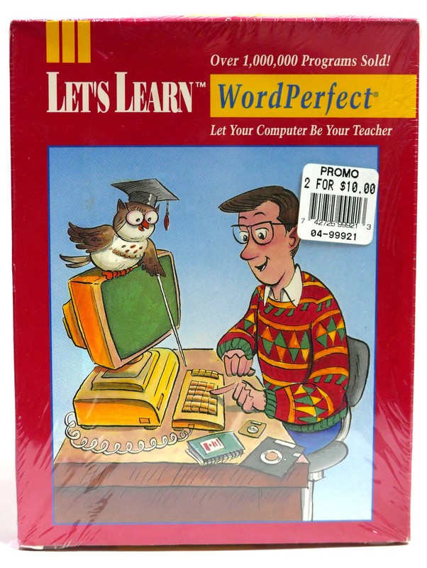 Vintage Broderbund Let’s Learn Word Perfect DOS 3.50″ Floppy Disc SEALED NOS