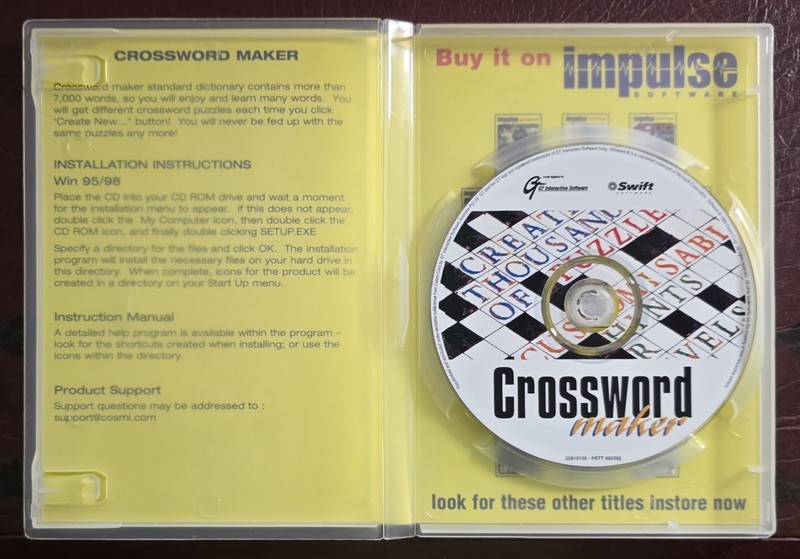 † Crossword Maker • PC CD-ROM • Impulse Software • FREE postage!! gallery