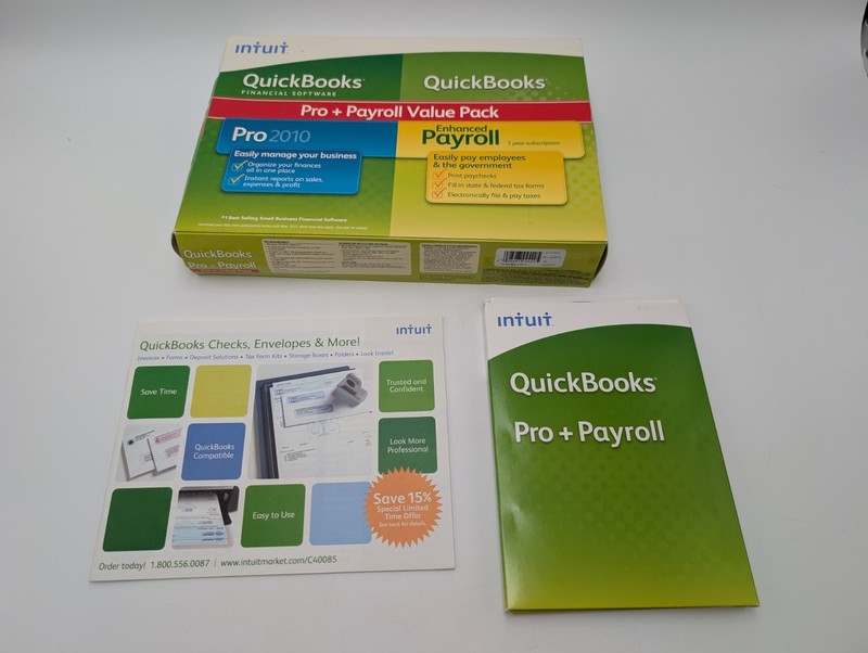 QuickBooks Pro 2010 CD + Payroll License & Product Keys Windows XP 7 INTUIT