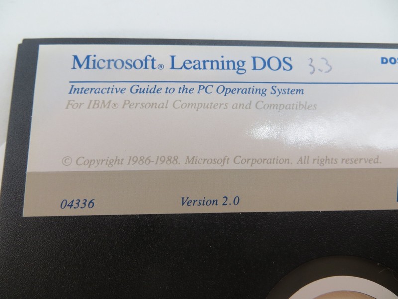 MicroSoft Learning DOS Version 2.0 5.25" Floppy Disk Computer Software 1988 gallery