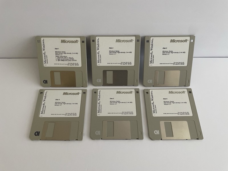 Microsoft Windows 3.1 Operating System 3.5″ Floppy Disk (1-6) Full Set – Retail