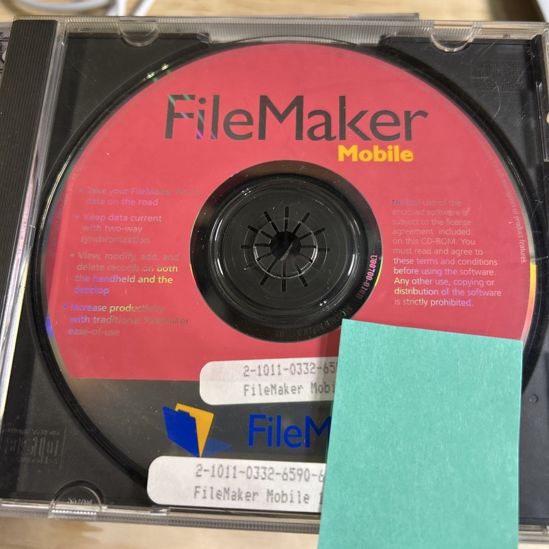 FileMaker Mobile Companion Palm OS V1.0 Windows Mac Vintage 2000