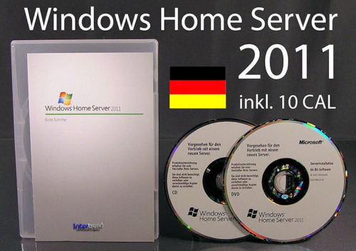 Microsoft Windows Home Server 2011 + 10 Cal Full Version 64-bit Box + DVD Original Packaging